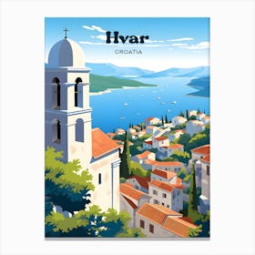 Hvar Croatia Coast Travel Art Illustration Canvas Print