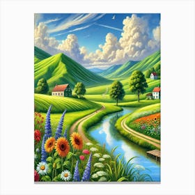 Irish Countryside Art  Landscape Painting Canvas Print