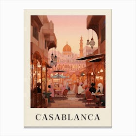 Casablanca Morocco 4 Vintage Pink Travel Illustration Poster Canvas Print