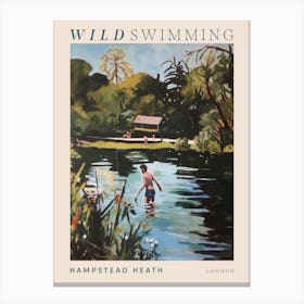 Wild Swimming At Hampstead Heath London 3 Poster Canvas Print