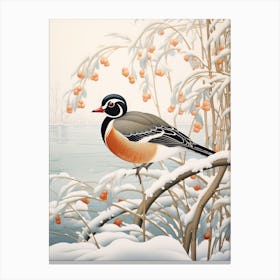 Winter Bird Painting Wood Duck 3 Canvas Print