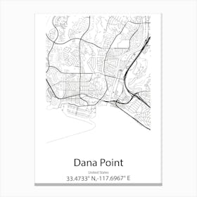 Dana Point,United States Minimalist Map 1 Canvas Print