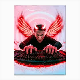 Devil On A Computer 2 Canvas Print