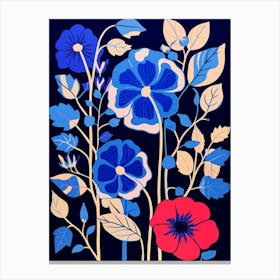 Blue Flower Illustration Hollyhock 4 Canvas Print