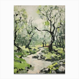 Grenn And White Trees In The Woods Painting 8 Canvas Print