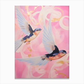 Pink Ethereal Bird Painting Barn Swallow 1 Canvas Print