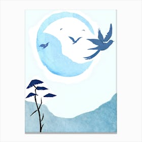 Blue Birds In The Sky Canvas Print