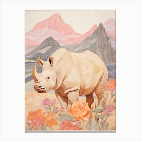 Pastel Pencil Crayon Style Rhino 1 Canvas Print