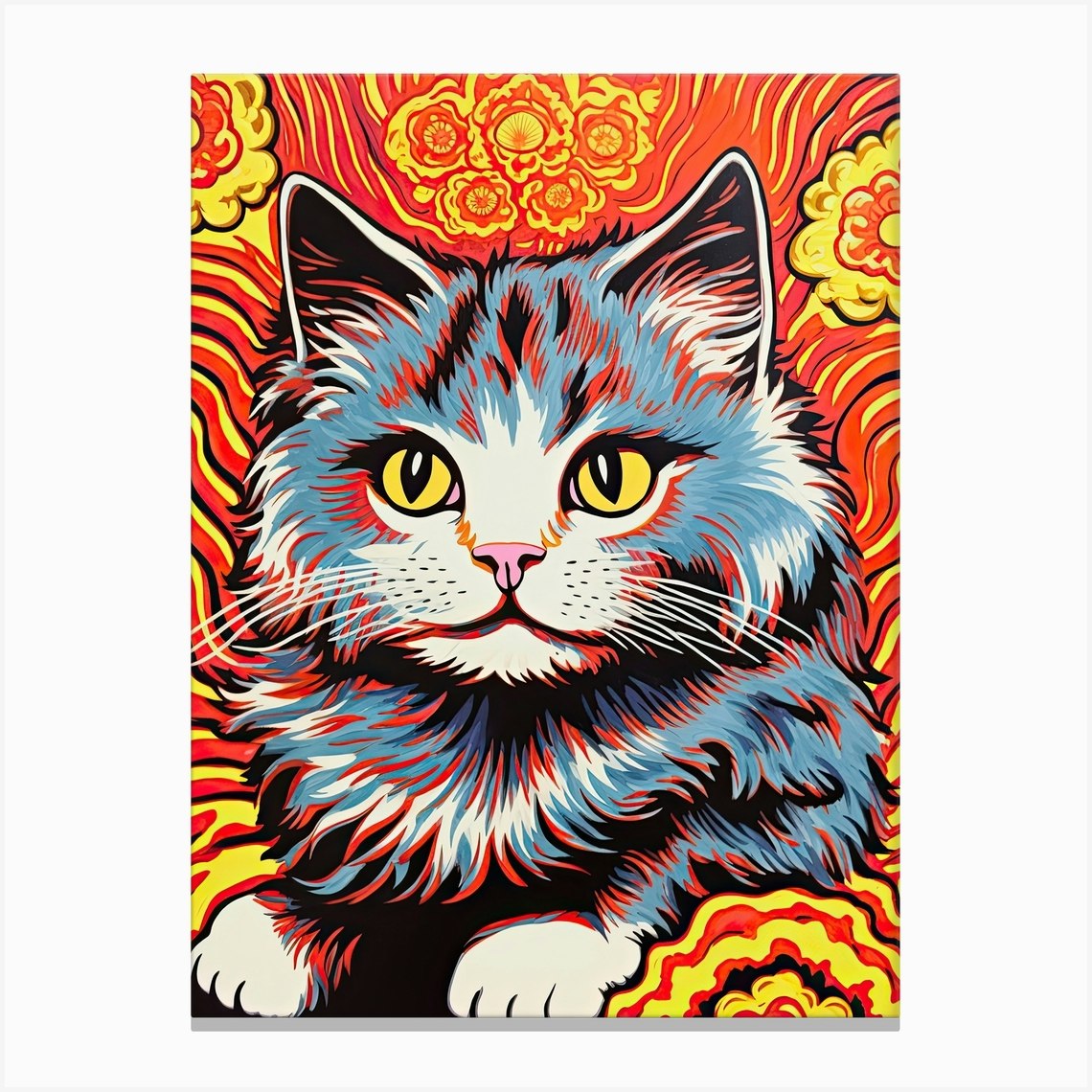 Louis Wain, Kaleidoscope Cats Poster 14 Canvas Print by Meowsterpieces - Fy