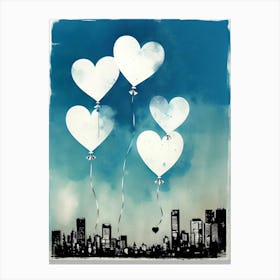 Heart Balloons In The Sky Canvas Print