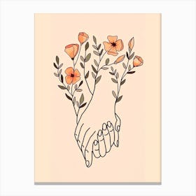 Hand Holding Flowers Canvas Print