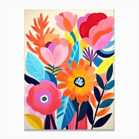 Matisse Style Floral Fusion; Whimsical Elegance Canvas Print