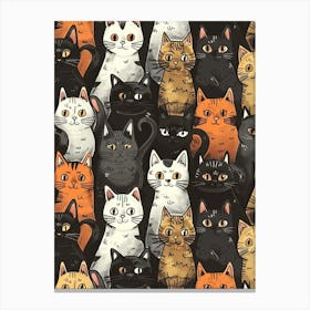 Perfectly Repeatable Artwork With Cute Cat Faces 19 Canvas Print