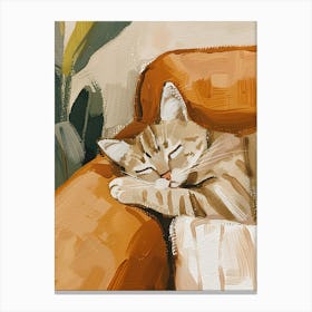 Sleepy Cat Painting Canvas Print