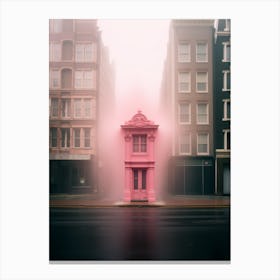 Pink House In The Fog Canvas Print