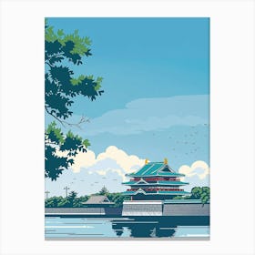 Tokyo Imperial Palace 2 Colourful Illustration Canvas Print