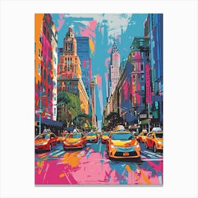 Fifth Avenue New York Colourful Silkscreen Illustration 4 Canvas Print