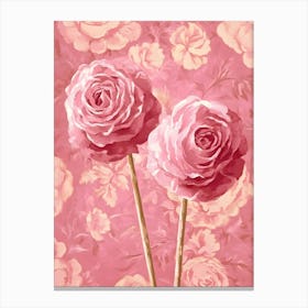 Pink Roses On Sticks Canvas Print