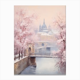 Dreamy Winter Painting Budapest Hungary 3 Canvas Print