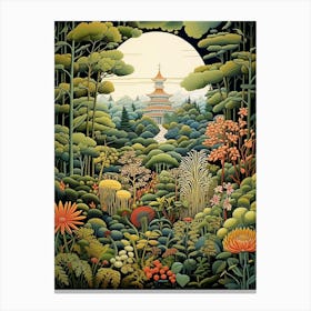 Ginkaku Ji Temple Japan Henri Rousseau Style 3 Canvas Print