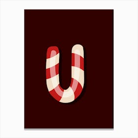 Candy Cane Christmas Letters Living Room Holiday Display 21 Canvas Print