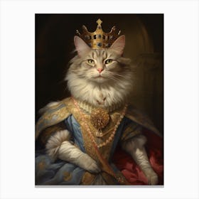 Cat In Medieval Clothing Rococo Inspired Painting 2 Canvas Print