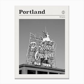 Portland Oregon Oldtown Black And White Canvas Print