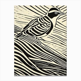 Lark Linocut Bird Canvas Print