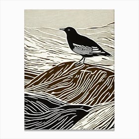 Dipper Linocut Bird Canvas Print