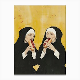 Nuns Eating Hot Dogs Canvas Print