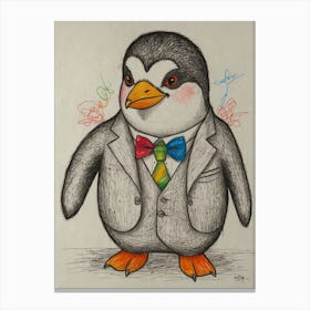 Penguin In A Suit 2 Canvas Print