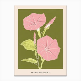 Pink & Green Morning Glory 2 Flower Poster Canvas Print
