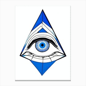 The Ajna Chakra, Symbol, Third Eye Blue & White 6 Canvas Print