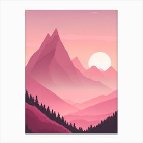 Misty Mountains Vertical Background In Pink Tone 36 Canvas Print