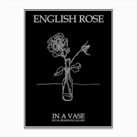 English Rose In A Vase Line Drawing 3 Poster Inverted Canvas Print