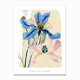 Colourful Flower Illustration Poster Nigella Love In A Mist 3 Canvas Print