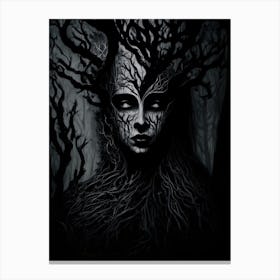 Mystic Tree Woman Potrait Canvas Print