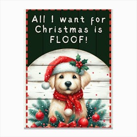 Christmas Dog Green Sign Canvas Print