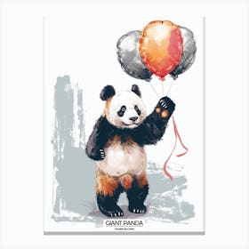 Giant Panda Holding Ballons Poster 2 Canvas Print