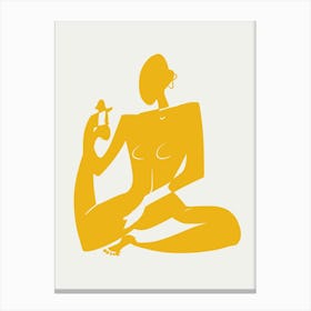 Yoga Nude In Yellow Canvas Print
