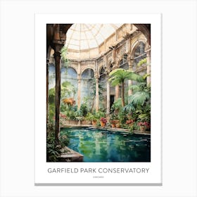 Garfield Park Conservatory 3 Chicago Watercolour Travel Poster Canvas Print