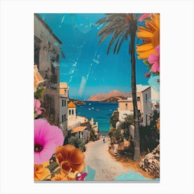 Ibiza   Floral Retro Collage Style 4 Canvas Print