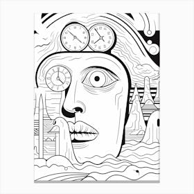 Line Art Inspired By The Persistence Of Memory 8 Canvas Print