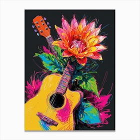 Guitar And Flower Canvas Print