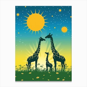 Family Of Giraffes Canvas Print