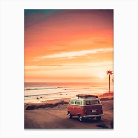 California Dreaming - VW Van Sunset Canvas Print