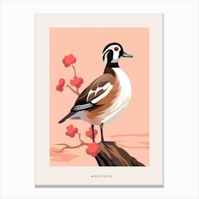 Minimalist Wood Duck 1 Bird Poster Canvas Print