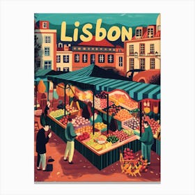 Aihrgdesign A 1970s Inspired Travel Poster For Lisbon 1 Canvas Print