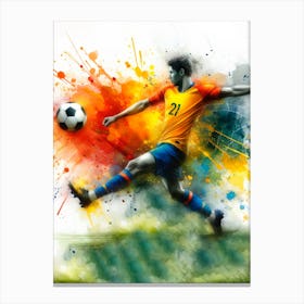 Soccer Player Kicking The Ball 1 Canvas Print