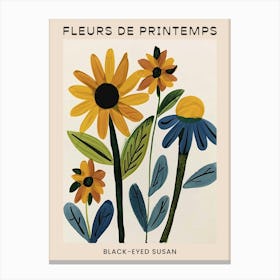 Spring Floral French Poster  Black Eyed Susan 2 Canvas Print